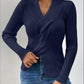 Twist Front Ribbed Long Sleeve Sweater