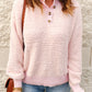 Button Detail Mock Neck Long Sleeve Sweater