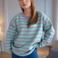 Distressed Striped Round Neck Long Sleeve Sweater