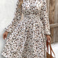 Printed Round Neck Long Sleeve Dress