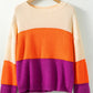 Color Block Drop Shoulder Round Neck Sweater