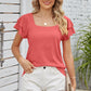 Square Neck Flutter Sleeve T-Shirt