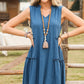 Frill Notched Sleeveless Mini Dress