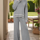 High-Low Round Neck Top and Pants Sweater Set