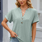 Eyelet Notched Short Sleeve T-Shirt