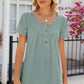 Eyelet Quarter Button Short Sleeve T-Shirt