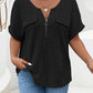 Plus Size Half Zip Short Sleeve T-Shirt