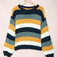 Color Block Round Neck Dropped Shoulder Sweater