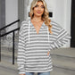 Drawstring Striped Long Sleeve Hoodie