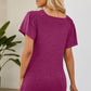 Smocked Round Neck Flutter Sleeve T-Shirt
