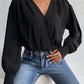 Surplice Ruched Long Sleeve Bodysuit