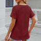 Eyelet V-Neck Short Sleeve T-Shirt