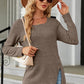 Slit Decorative Button Square Neck T-Shirt