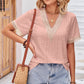 Eyelet V-Neck Short Sleeve T-Shirt