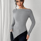 Asymmetric Hem Long Sleeve T-Shirt