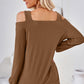 Cutout Square Neck Cold Shoulder T-Shirt