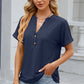 Eyelet Notched Short Sleeve T-Shirt