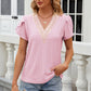 Eyelet V-Neck Petal Sleeve T-Shirt - Michelle Francisco