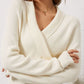 Ribbed Surplice Long Sleeve Sweater