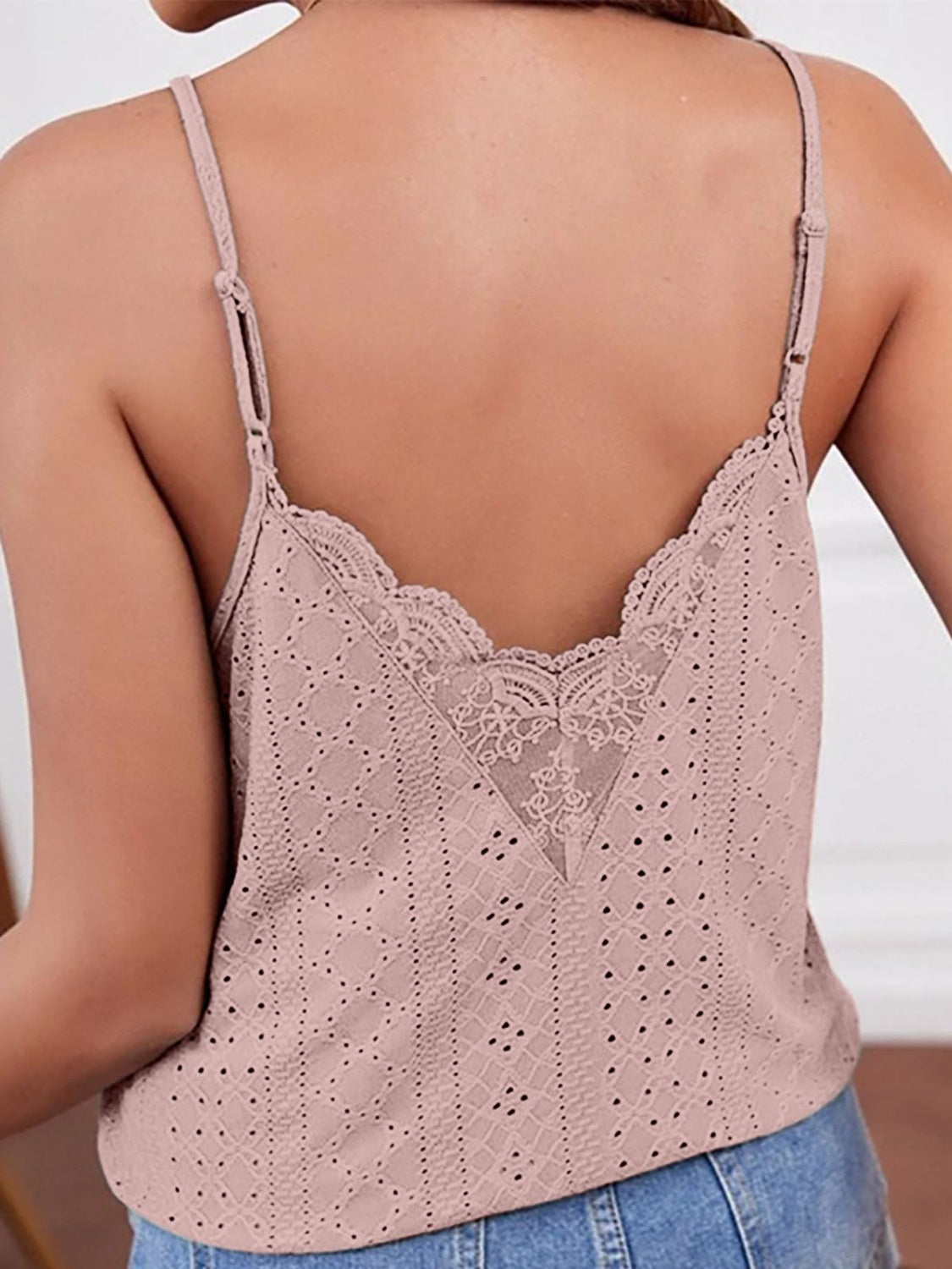 Eyelet Lace Detail V-Neck Cami