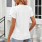 Eyelet V-Neck Petal Sleeve T-Shirt