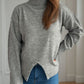 Front Slit Decorative Button Turtleneck Sweater