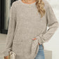 Pocketed Round Neck Long Sleeve T-Shirt