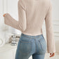 Ribbed Drawstring Long Sleeve T-Shirt