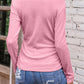 Full Size Ruched V-Neck Long Sleeve T-Shirt