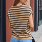 Striped Round Neck Cap Sleeve Knit Top