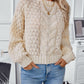 Cable-Knit Round Neck Long Sleeve Sweater