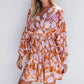 Smocked Printed Long Sleeve Mini Dress