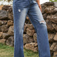 Distressed Buttoned Loose Fit Jeans