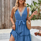 Tied Frill Sleeveless Mini Dress