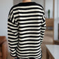 Distressed Striped Round Neck Long Sleeve Sweater