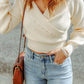 Ribbed Surplice Long Sleeve Sweater