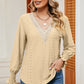 Eyelet V-Neck Flounce Sleeve T-Shirt