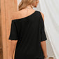 Asymmetrical Neck Cold-Shoulder Half Sleeve Blouse