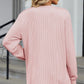 Striped Notched Long Sleeve T-Shirt