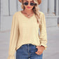 Lace Trim V-Neck Flounce Sleeve Top