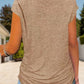 Full Size Half Zip Cap Sleeve T-Shirt