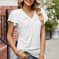 Eyelet V-Neck Flutter Sleeve T-Shirt