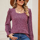 Square Neck Flounce Sleeve T-Shirt