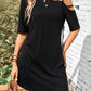 Asymmetrical Neck Half Sleeve Mini Dress