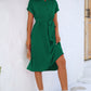 Buttoned Tie Waist Short Sleeve Dress