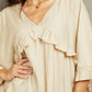 Ruffled V-Neck Half Sleeve Blouse