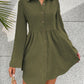 Button Up Collared Neck Long Sleeve Dress