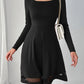 Square Neck Long Sleeve Mini Dress