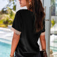Contrast V-Neck Blouse