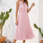 Swiss Dot Tie Neck Sleeveless Dress